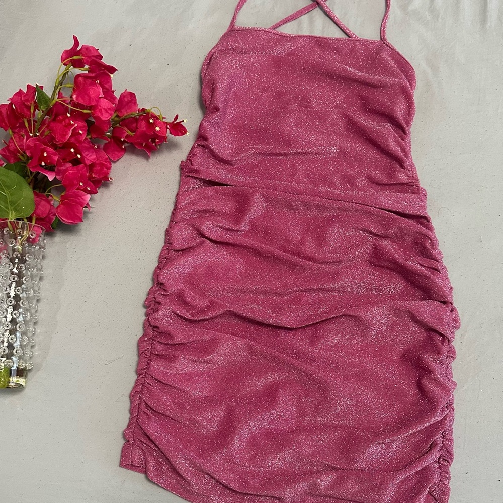 Vibrant Pink Mini Dress with Flattering Cut
